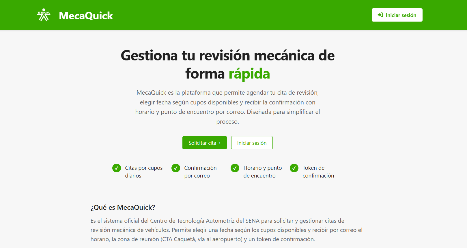 Vista del sistema MecaQuick