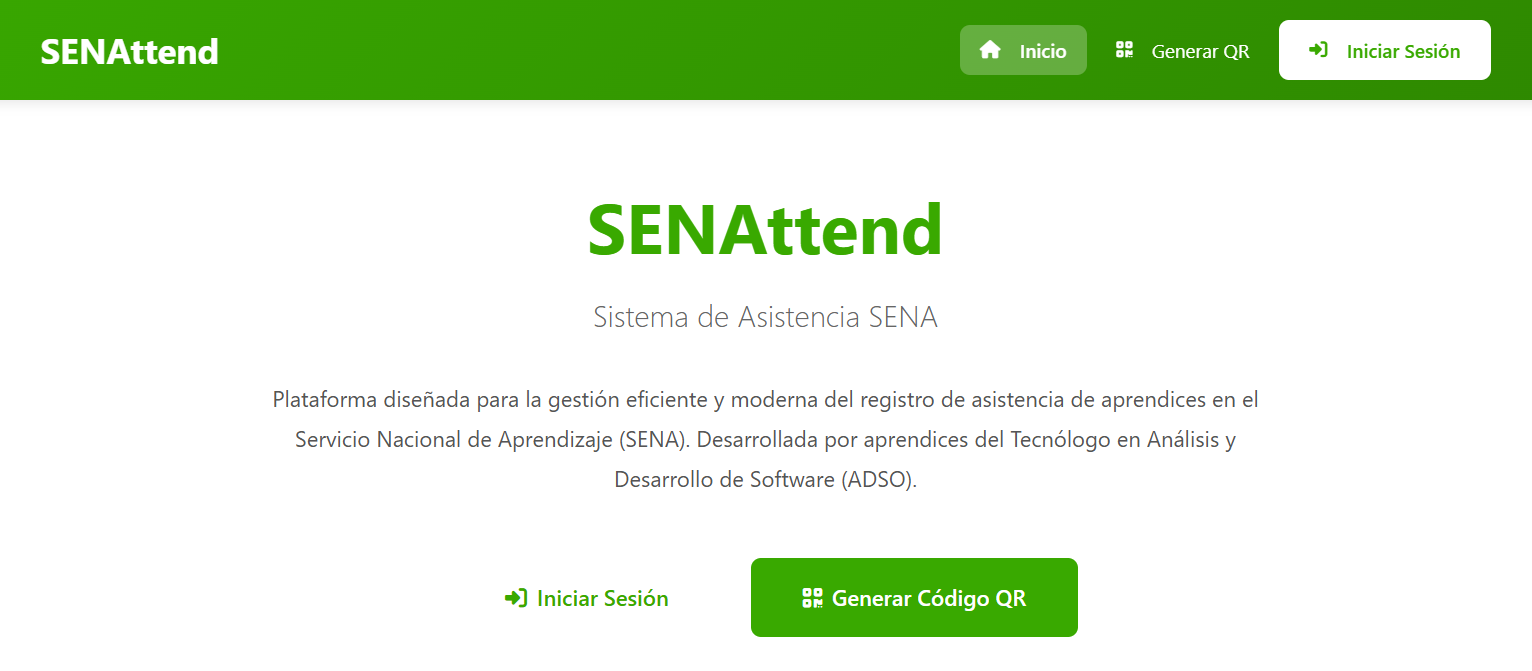 Vista del sistema SENAttend